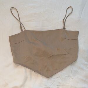 Bird Bee Satin Tan Strapless Crop Top